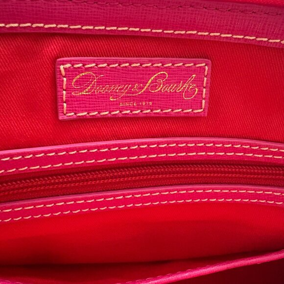 Dooney & Bourke Multicolor Logo Canvas Satchel With Pink Leather Trim & Dust Bag - Picture 9 of 16